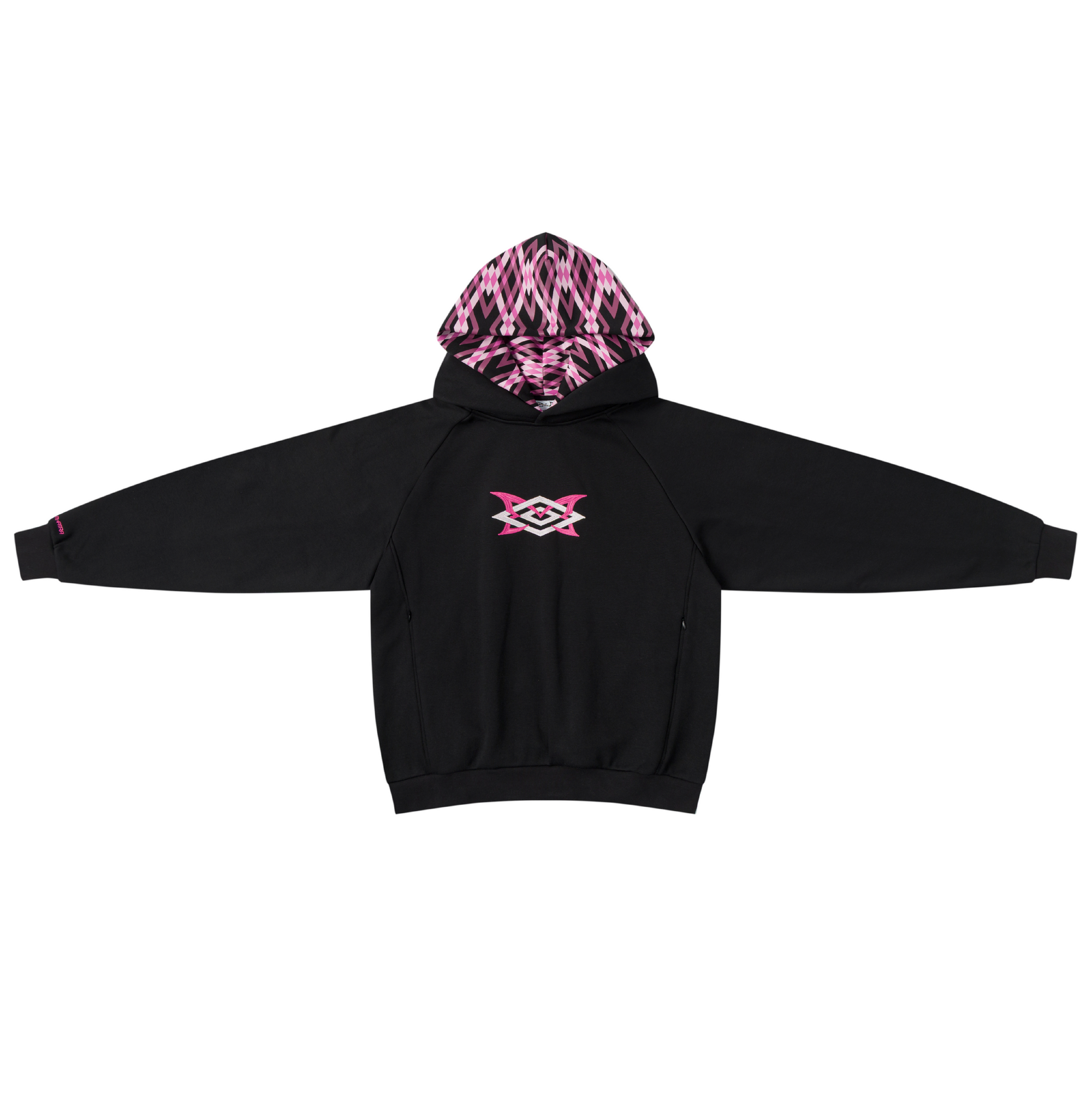 mertra-x-umbro-double-hood-black1 MERTRA x Umbro Warm Up Hood (Black/Pink) - Image 1