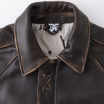 Aged Leather Jacket (Brown) - Image 8